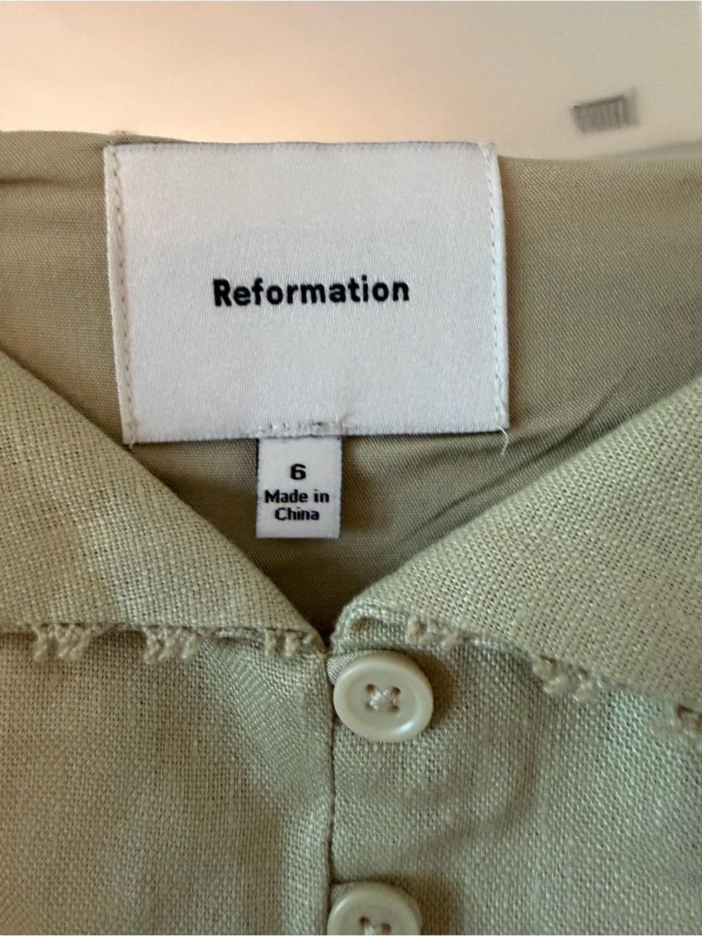 Reformation Sage Green Linen Button-Front Tank - Picture 3 of 4
